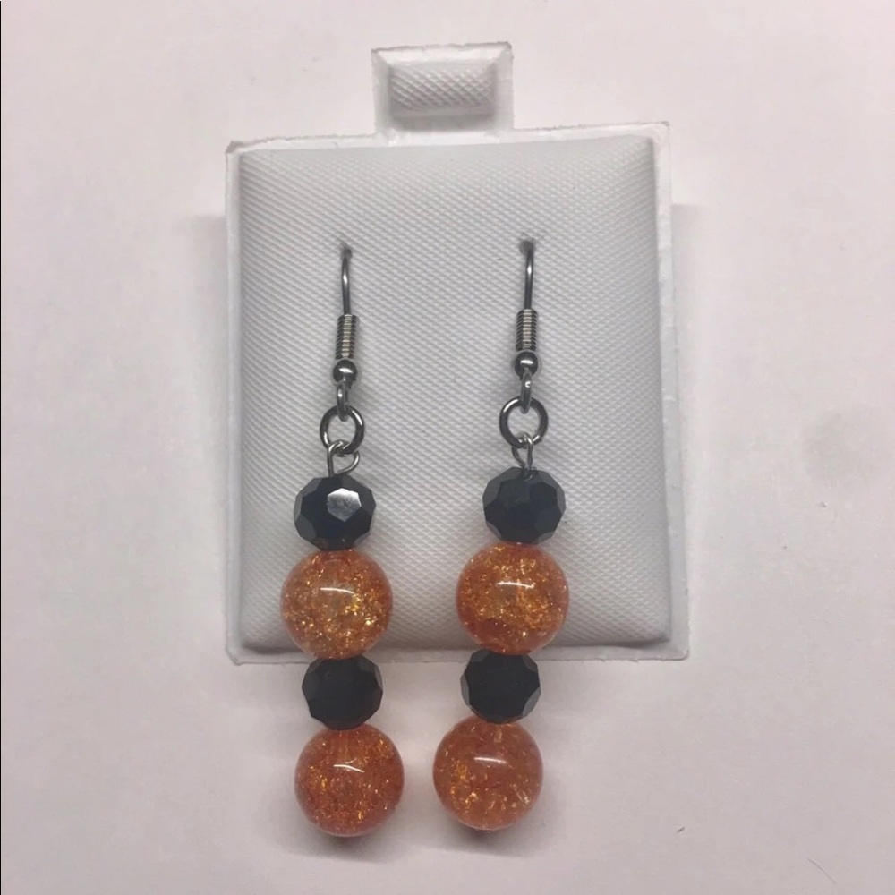Artesian glass and pumpkin glass earrings